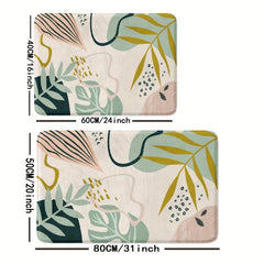 Leaf Printed Bath Rug Soft Non Slip Absorbent Bath Mat Shower Carpet