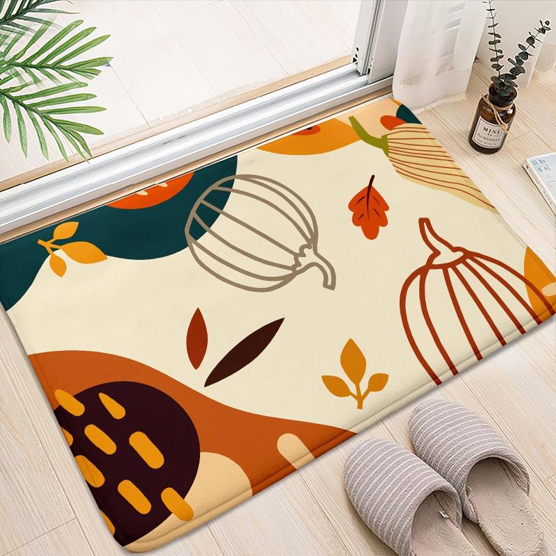Leaf Printed Bath Rug Soft Non Slip Absorbent Bath Mat Shower Carpet