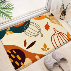 Leaf Printed Bath Rug Soft Non Slip Absorbent Bath Mat Shower Carpet
