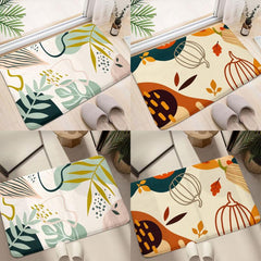Leaf Printed Bath Rug Soft Non Slip Absorbent Bath Mat Shower Carpet
