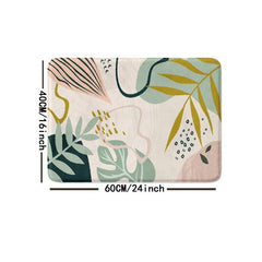 Leaf Printed Bath Rug Soft Non Slip Absorbent Bath Mat Shower Carpet