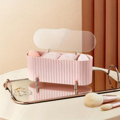 Cosmetic Cotton Storage Box with Transparent Lid Beauty Tool Organizer