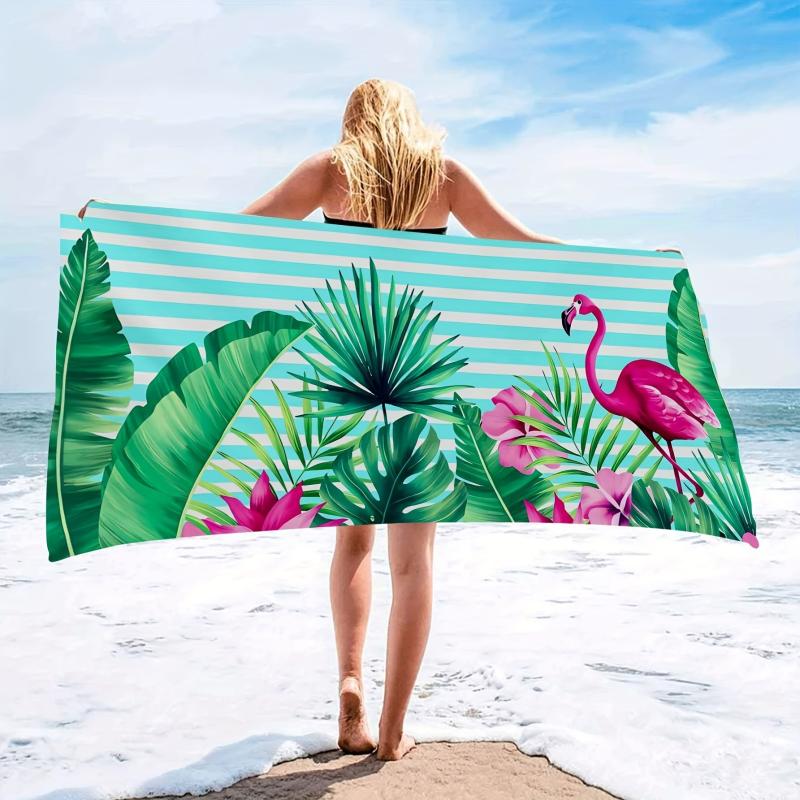 Flamingo & Tropical Printed Beach Towel Lightweight Quick Drying Microfiber