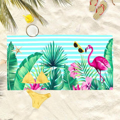 Flamingo & Tropical Printed Beach Towel Lightweight Quick Drying Microfiber