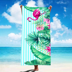 Flamingo & Tropical Printed Beach Towel Lightweight Quick Drying Microfiber