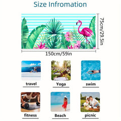 Flamingo & Tropical Printed Beach Towel Lightweight Quick Drying Microfiber