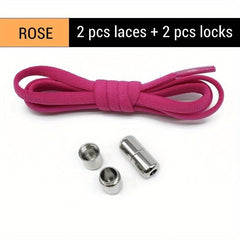2pcs Elastic No Tie Shoelaces Round Shoe Laces Sneakers Easy Lock Laces