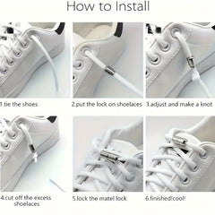 2pcs Elastic No Tie Shoelaces Round Shoe Laces Sneakers Easy Lock Laces