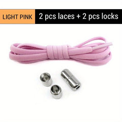 2pcs Elastic No Tie Shoelaces Round Shoe Laces Sneakers Easy Lock Laces