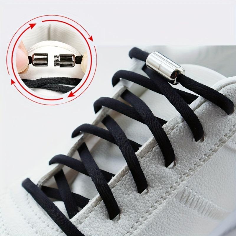 2pcs Elastic No Tie Shoelaces Round Shoe Laces Sneakers Easy Lock Laces