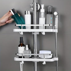 Bathroom Shower Shelf With Hooks Storage Rack Shower Caddy
