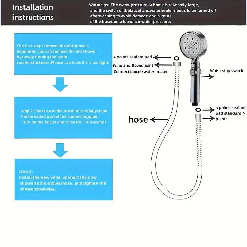 5-Mode Handheld Shower Head Water Saving High Pressure Sprinkler