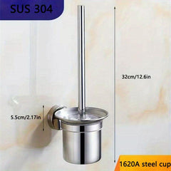 Stainless Steel Toilet Brush Holder Wall Mounted Long Handle Bathroom Tool