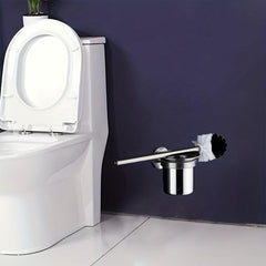 Stainless Steel Toilet Brush Holder Wall Mounted Long Handle Bathroom Tool