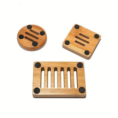Bamboo Soap Box Drain Soap Dish Bathroom Accessories