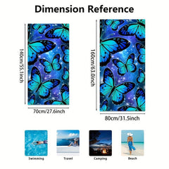 Microfiber Butterfly Beach Towel for Swimming Diving Summer