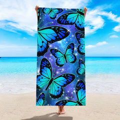 Microfiber Butterfly Beach Towel for Swimming Diving Summer