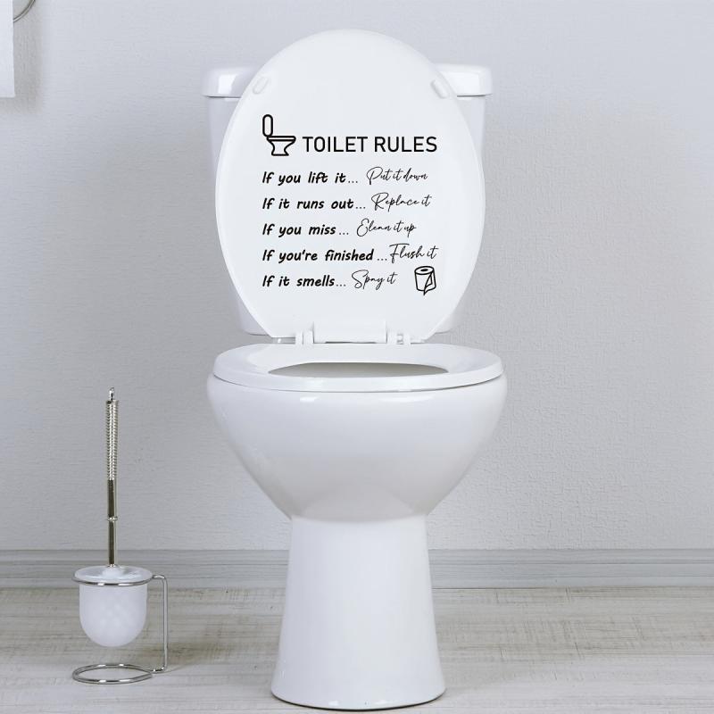 1pc Motto Letters Toilet Stickers Funny Bathroom Decor