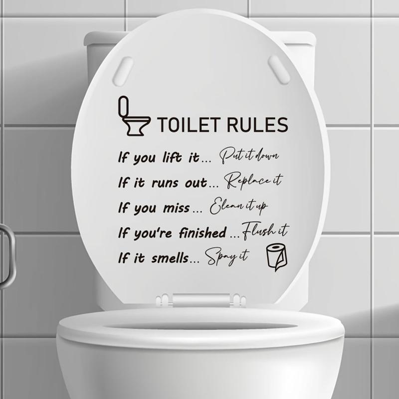 1pc Motto Letters Toilet Stickers Funny Bathroom Decor