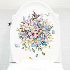 Daisy Flower Toilet Cover Sticker Bathroom Decor