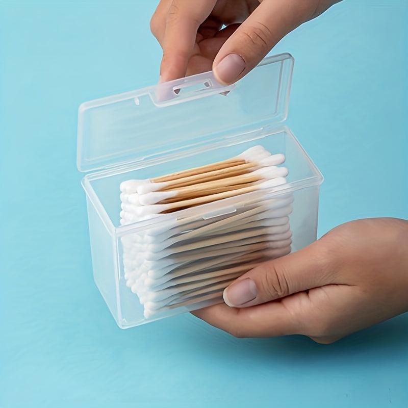 Clear Travel Storage Box with Cover for Toothpicks Cotton Swabs