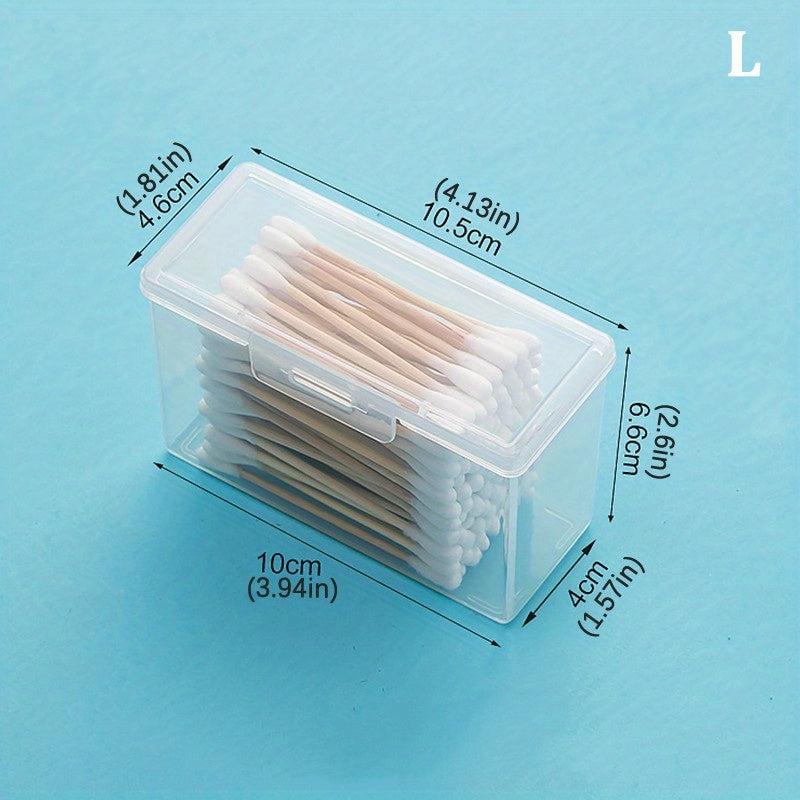 Clear Travel Storage Box with Cover for Toothpicks Cotton Swabs