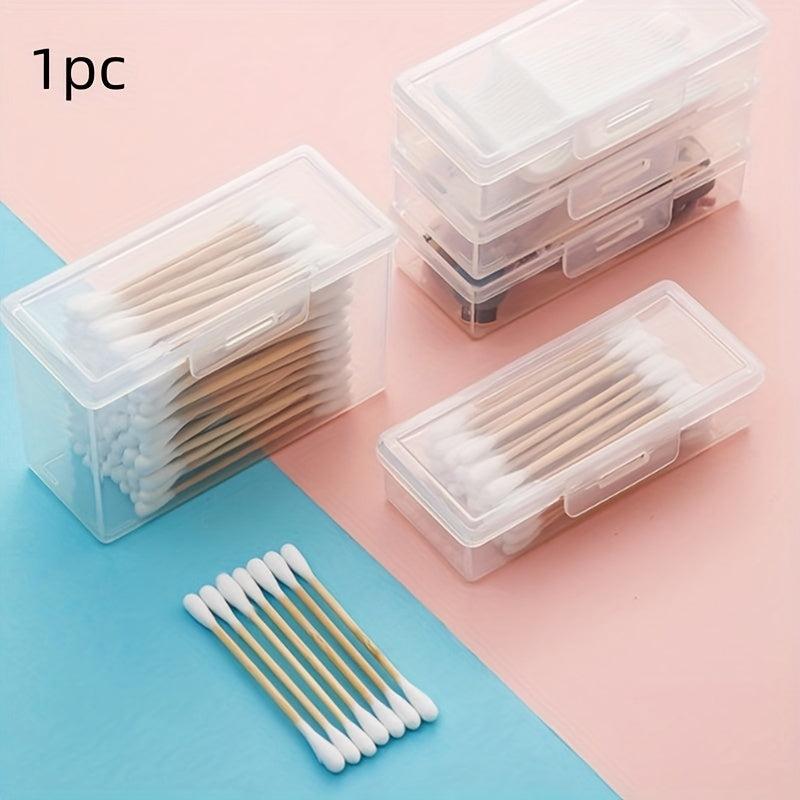Clear Travel Storage Box with Cover for Toothpicks Cotton Swabs