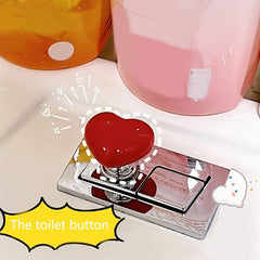 Colorful Heart Toilet Press Button Aux Fashionable Love Style