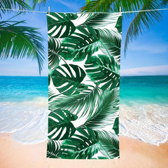 Tropical Leaf Print Quick Dry Beach Towel Lightweight and Absorbent