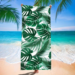 Tropical Leaf Print Quick Dry Beach Towel Lightweight and Absorbent