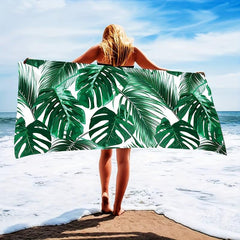 Tropical Leaf Print Quick Dry Beach Towel Lightweight and Absorbent