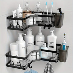 Corner Shower Caddy Stainless Steel with 8 Hooks