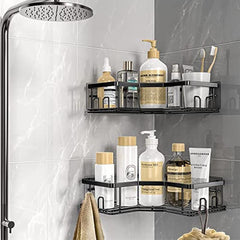 Corner Shower Caddy Stainless Steel with 8 Hooks