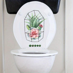 Green Plant Toilet Lid Decal - DIY Removable & Waterproof