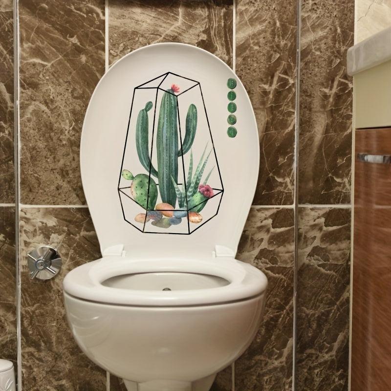 Green Plant Toilet Lid Decal - DIY Removable & Waterproof