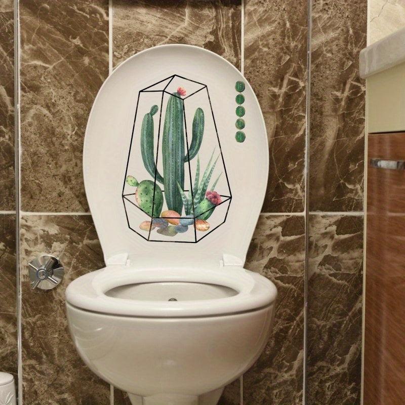 Green Plant Toilet Lid Decal - DIY Removable & Waterproof