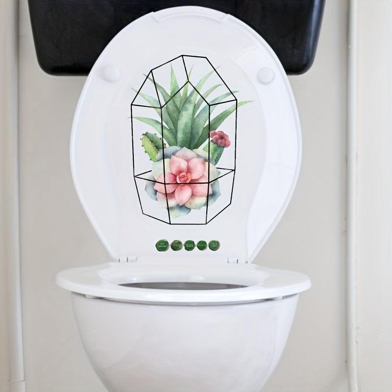 Green Plant Toilet Lid Decal - DIY Removable & Waterproof