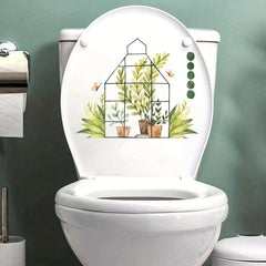 Green Plant Toilet Lid Decal - DIY Removable & Waterproof