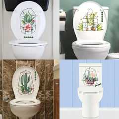 Green Plant Toilet Lid Decal - DIY Removable & Waterproof