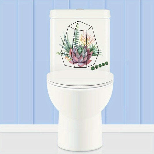 Green Plant Toilet Lid Decal - DIY Removable & Waterproof