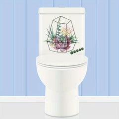 Green Plant Toilet Lid Decal - DIY Removable & Waterproof
