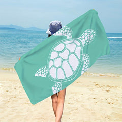 Sea Turtle Print Beach Towel Quick Drying Microfiber Towel