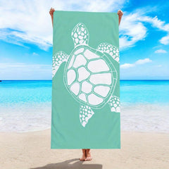 Sea Turtle Print Beach Towel Quick Drying Microfiber Towel