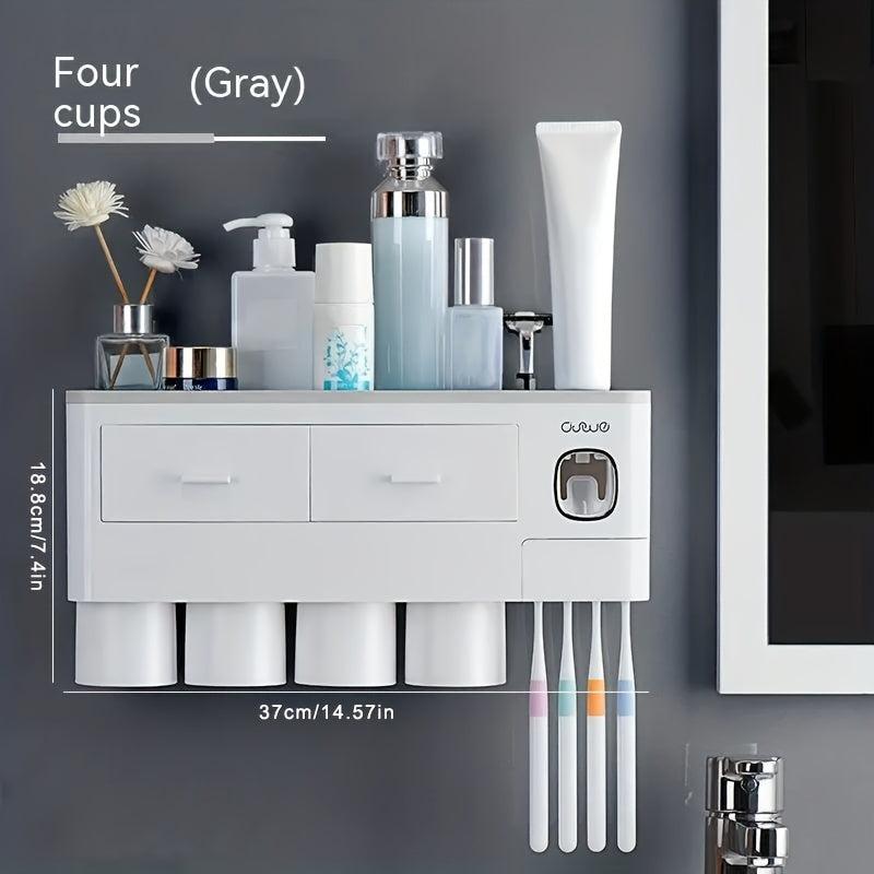 Toothbrush Holder Wall Mounted with Cups Dispenser