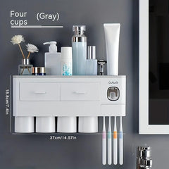 Toothbrush Holder Wall Mounted with Cups Dispenser
