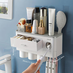 Toothbrush Holder Wall Mounted with Cups Dispenser