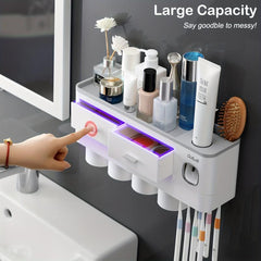 Toothbrush Holder Wall Mounted with Cups Dispenser