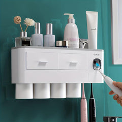 Toothbrush Holder Wall Mounted with Cups Dispenser