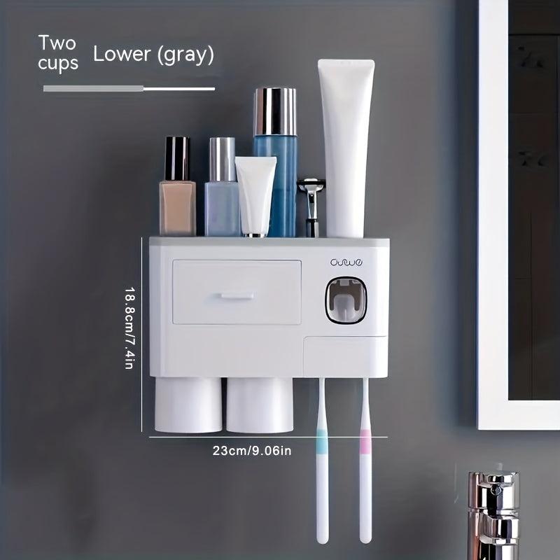 Toothbrush Holder Wall Mounted with Cups Dispenser