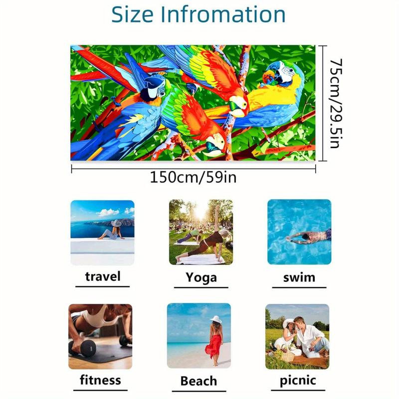 Birds Parrot Pattern Beach Towel - Soft & Absorbent Microfiber Towel